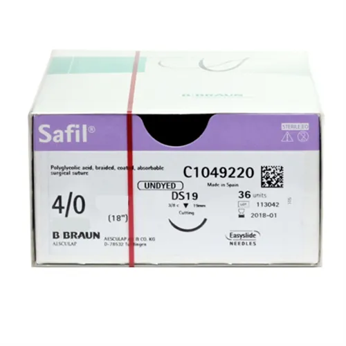 B. BRAUN SAFIL EASYSLIDE HECHTMATERIAAL 4-0 TRANSPARANT MET NAALD DS19 45cm (36st)