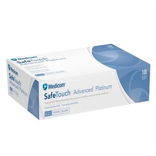 MEDICOM SAFETOUCH ADVANCED HANDSCHOENEN POEDERVRIJ NITRILE LARGE PLATINUM WIT (100st)