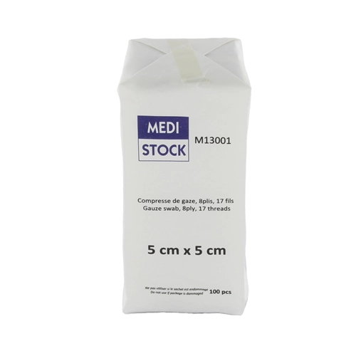 MEDISTOCK GAASJES NIET STERIEL 5x5cm /8 laags (100st)