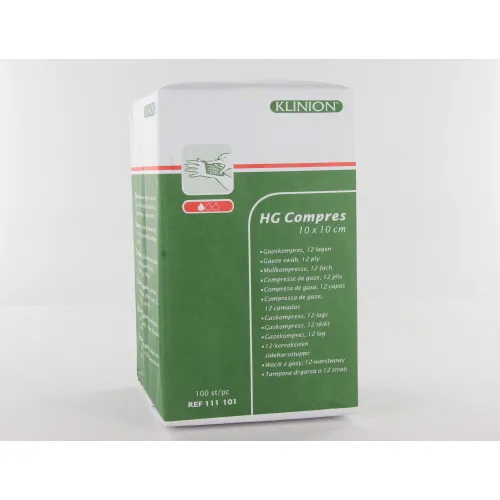 KLINION HG COMPRESS GAASJES NIET STERIEL 10x10cm/12 laags (100st)