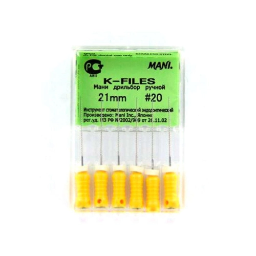 MANI K-FILES 21mm NR.20 GEEL (6st)
