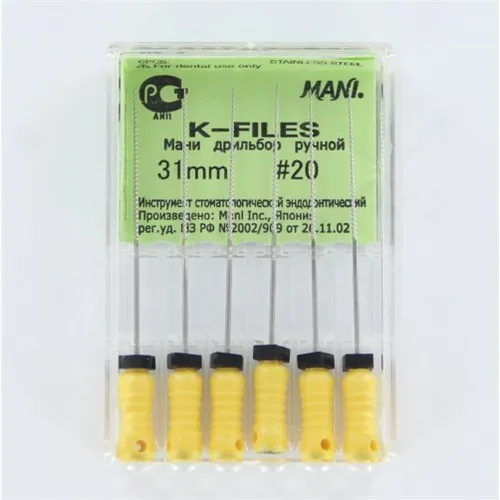 MANI K-FILES 31mm NR.20 GEEL (6st)