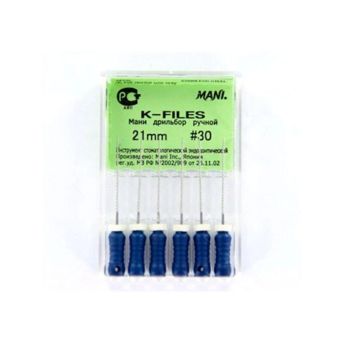 MANI K-FILES 21mm NR.30 BLAUW (6st)