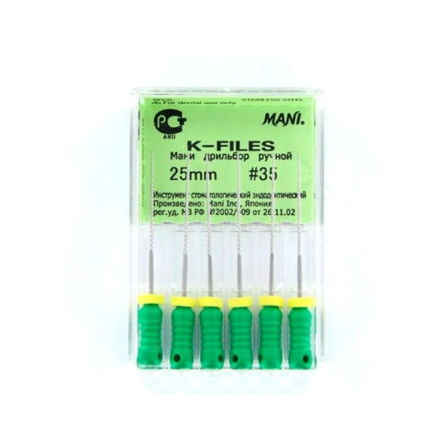 MANI K-FILES 25mm NR.35 GROEN (6st)