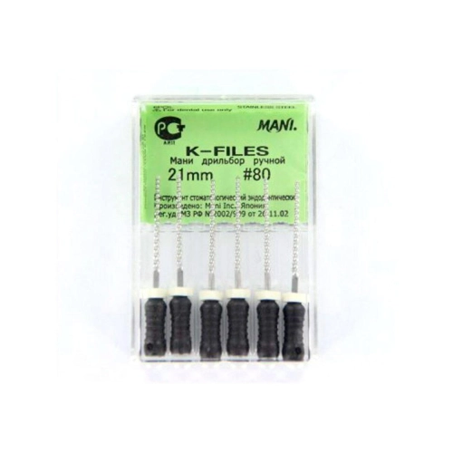 MANI K-FILES 21mm NR.80 ZWART (6st)