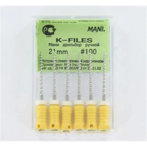 MANI K-FILES 21mm NR.100 GEEL (6st)