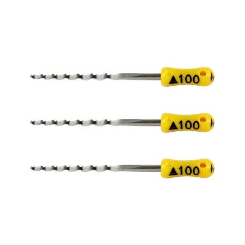 MAILLEFER READY STEEL K-REAMERS 25mm NR.100 STERIEL GEEL (6st)