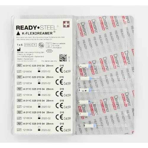 MAILLEFER READY STEEL K-FLEXO REAMERS 25mm NR.15 STERIEL WIT (6st)