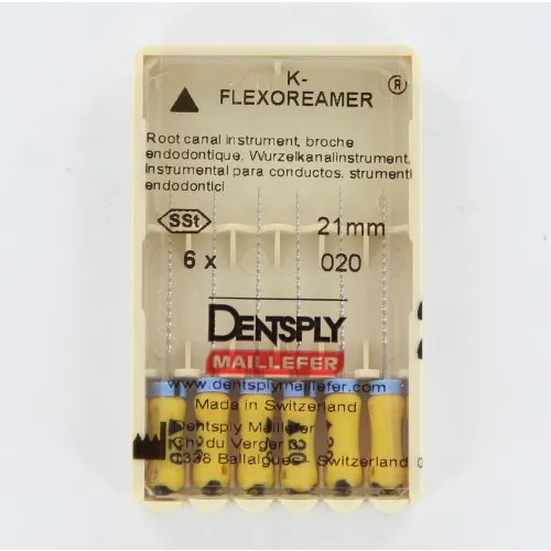 MAILLEFER READY STEEL K-FLEXO REAMERS 21mm NR.20 STERIEL GEEL (6st)