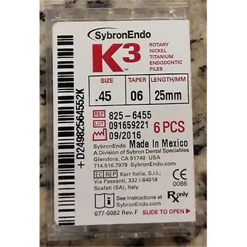 KERR ENDO K3 NI-TI FILES .06 25mm NR.45 (6st)