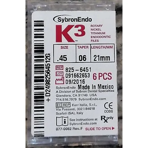 KERR ENDO K3 NI-TI FILES .06 21mm NR.45 (6st)