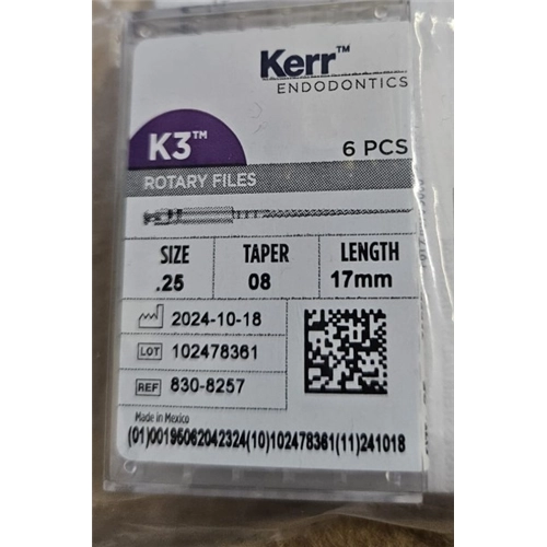KERR ENDO K3 NI-TI FILES .08 17mm NR.25 (6st)