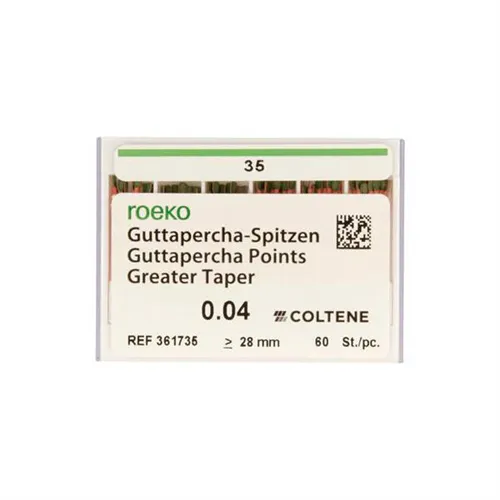 ROEKO GUTTA PERCHA POINTS GREATER TAPER .04 NR.35 GROEN (60st)