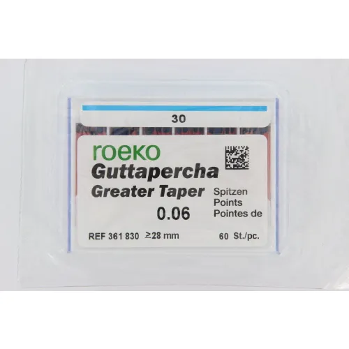 ROEKO GUTTA PERCHA POINTS GREATER TAPER .06 NR.30 BLAUW (60st)