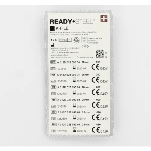 MAILLEFER READY STEEL K-FILES 28mm NR.90 STERIEL WIT (6st)