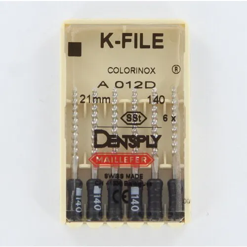 MAILLEFER READY STEEL K-FILES 21mm NR.140 STERIEL ZWART (6st)