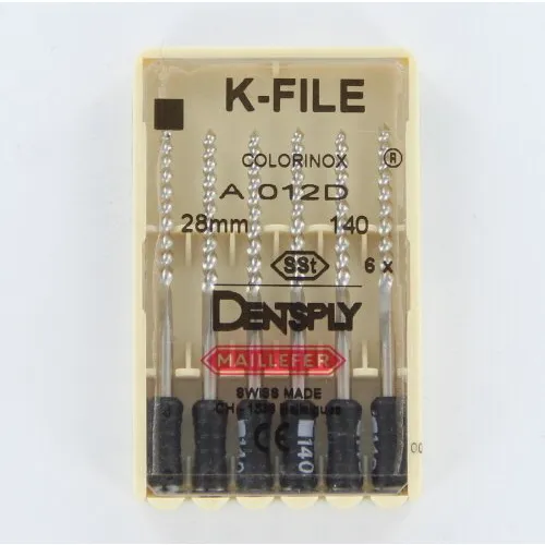 MAILLEFER READY STEEL K-FILES 28mm NR.140 STERIEL ZWART (6st)