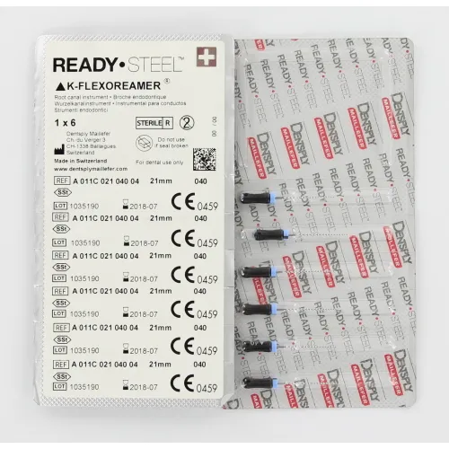 MAILLEFER READY STEEL K-FLEXO REAMERS 21mm NR.40 STERIEL ZWART (6st)