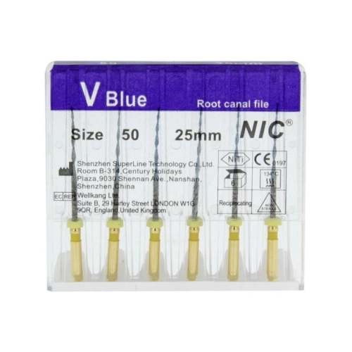 NIC RECIPROCEREND V-BLUE FILE 25mm R50 GEEL (6st)