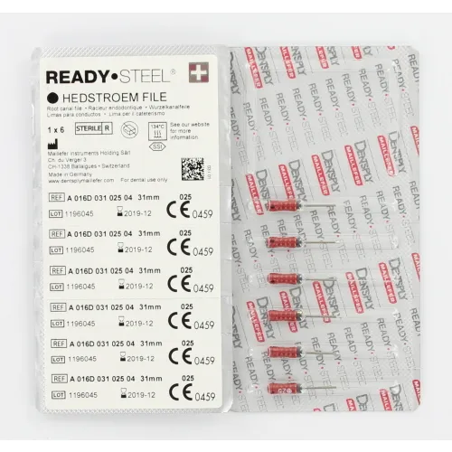 MAILLEFER READY STEEL HEDSTROEMFILES 31mm NR.25 STERIEL ROOD (6st)
