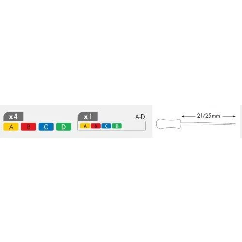 MAILLEFER TAPERED FINGER SPREADERS NiTi 21mm ASSORTED A-B-C-D (4st)