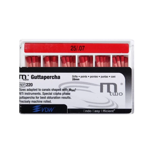 VDW Mtwo GUTTA PERCHA POINTS .07 28mm NR.25 ROOD (60st)