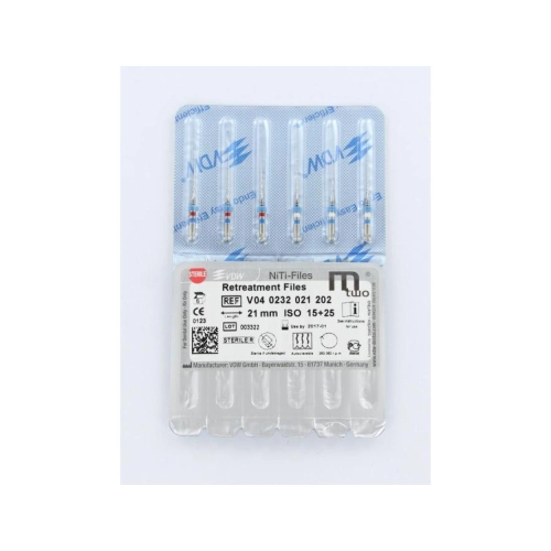 VDW Mtwo RETREATMENT FILES 21mm ASSORTED WL 16mm 3x15/05 3x25/05 (6st)