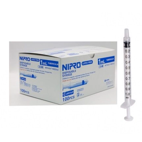 NIPRO INJECTIESPUIT 3-DELIG 1ml STERIEL (100st)