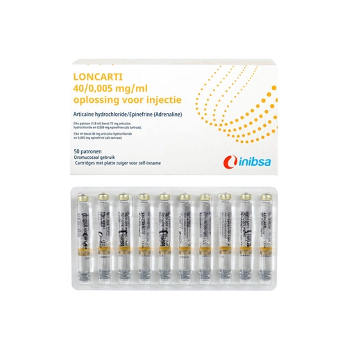 INIBSA LONCARTI N GEEL LATEXVRIJ 4% 1:200.000 (50x1,8ml)