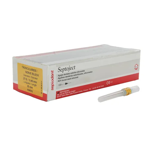 SEPTODONT SEPTOJECT INJECTIENAALDEN 27G LONG 0,40x35mm GEEL (100st)