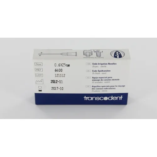 TRANSCODENT SPOELNAALDEN STERIEL 23G 0,6x25mm DOUBLE VENT BLAUW (25st)