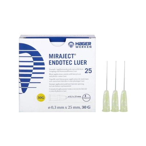 HAGER&WERKEN MIRAJECT ENDOTEC SPOELNAALDEN 30G 0,3x25mm GEEL (25st)