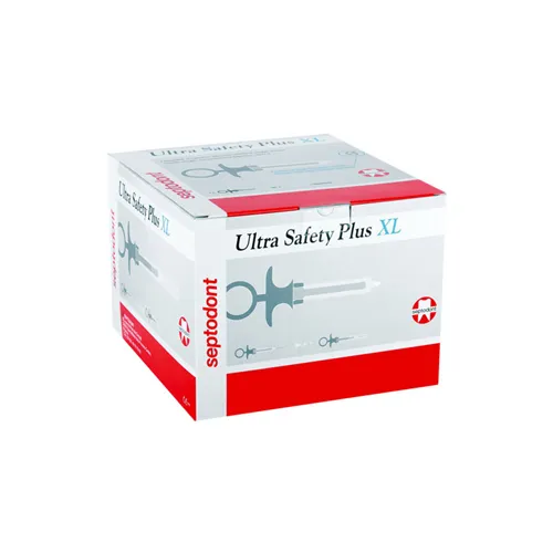 SEPTODONT ULTRA SAFETY PLUS XL NAALDEN 30G SHORT 0,30x21mm BLAUW (100st) + 1 AUTOCLAVEERBAAR HANDVAT 