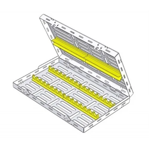 NICHROMINOX STERILISATIE CASSETTE MET DEKSEL 28x18cm GEEL (tbv 16 instr.) 182068-5