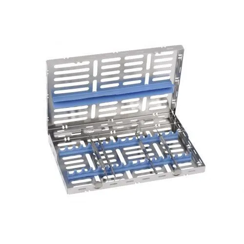 NICHROMINOX STERILISATIE CASSETTE MET DEKSEL 28x18cm BLAUW (tbv 16 instr.) 182068-2