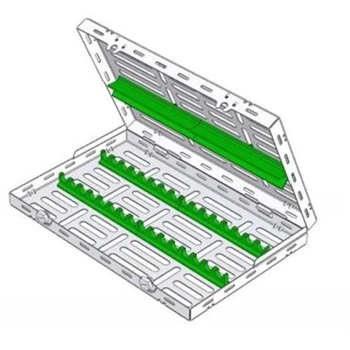 NICHROMINOX STERILISATIE CASSETTE MET DEKSEL 28x18cm GROEN (tbv 16 instr.) 182068-3