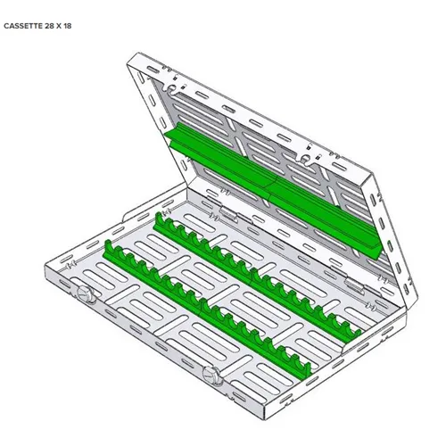 NICHROMINOX STERILISATIE CASSETTE MET DEKSEL 28x18cm GROEN (tbv 20 instr.) 182058-4