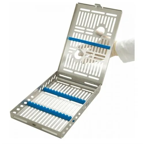 JAKOBI STERILISATIECASSETTE VOOR 14 INSTRUMENTEN BLAUW NR.IMDIN148