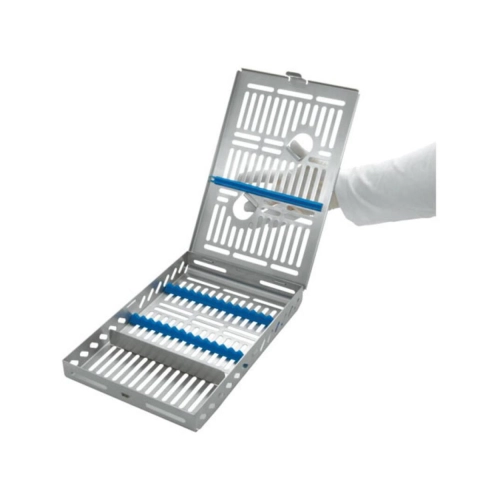JAKOBI STERILISATIECASSETTE VOOR 14 INSTRUMENTEN BLAUW NR.IMDIN158