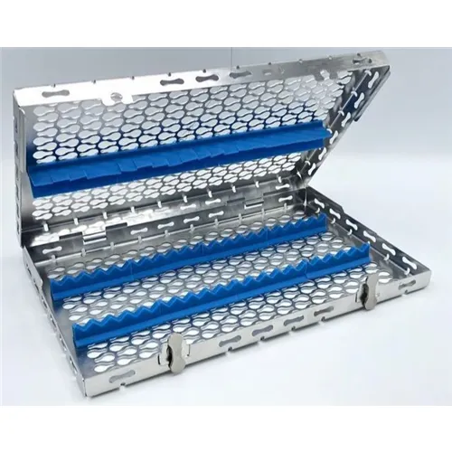 NICHROMINOX STERILISATIE CASSETTE MET DEKSEL 18x14cm BLAUW (tbv 8 instr) 182066