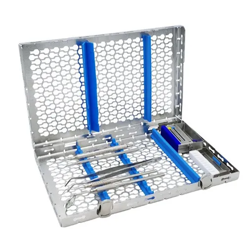 NICHROMINOX GALAXY STERILISATIE CASSETTE MET DEKSEL 28x18cm BLAUW (tbv 12 inst) 182027-2