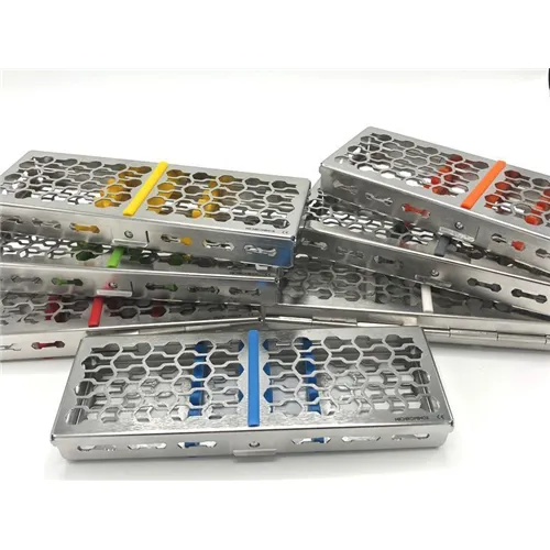NICHROMINOX GALAXY STERILISATIE CASSETTE MET DEKSEL 18x6cm BLAUW (tbv 5 inst) 183063-2