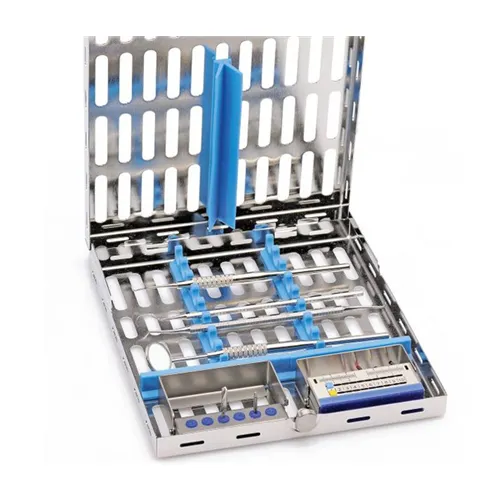 NICHROMINOX STERILISATIE CASSETTE MET DEKSEL 18x20cm BLAUW (tbv 8 inst) 182057-2