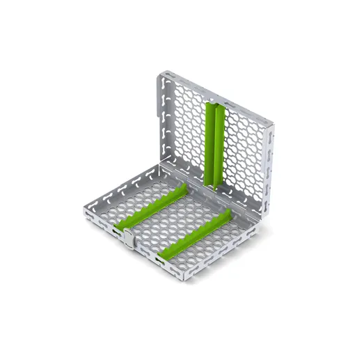 NICHROMINOX GALAXY STERILISATIE CASSETTE MET DEKSEL 18x14cm GROEN (tbv 10 inst) 182046-4