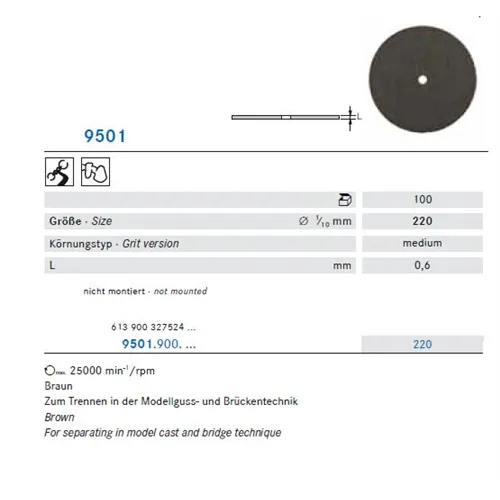 KOMET POLIJSTSCHIJFJES ONGEMONTEERD 9501/220 (100st)