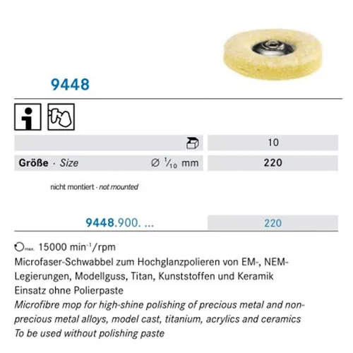 KOMET POLIJSTSCHIJFJES OMGEMONTEERD 9448/220 WIT (10st)