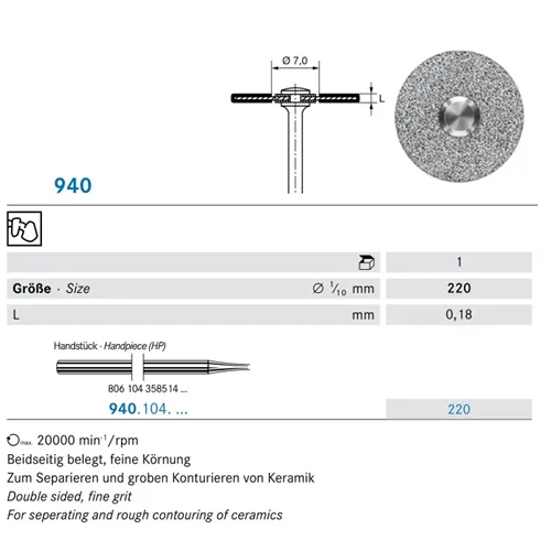 KOMET HP DIAMANT POLIJSTSCHIJF 940/220 (1st)