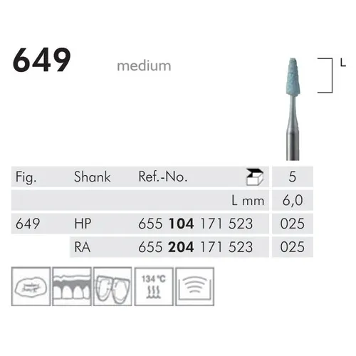 MEISINGER RA CARBORUNDUM STEENTJES KONISCH KORT 649/025 (5st)