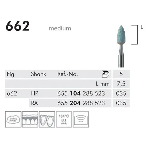 MEISINGER HP CORUNDUM STEENTJES VLAM 662/035 (5st)