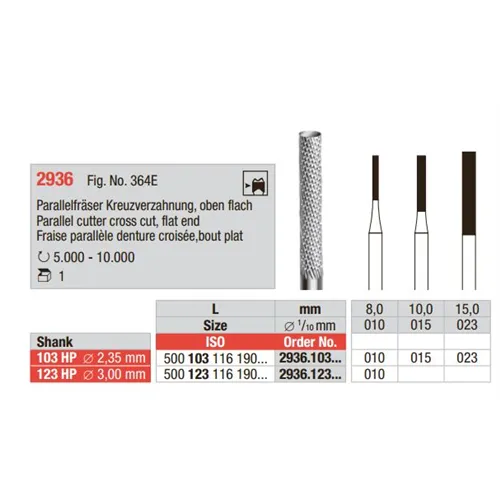 EDENTA HP SHORT PARALLELCUTTER CROSS CUT FLAT END 2936/010 (1st)